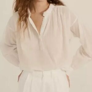 Nili Lotan Women's Ivory Dot-Trim Band Collar Marcel Blouse Top Size M
"Marcel"